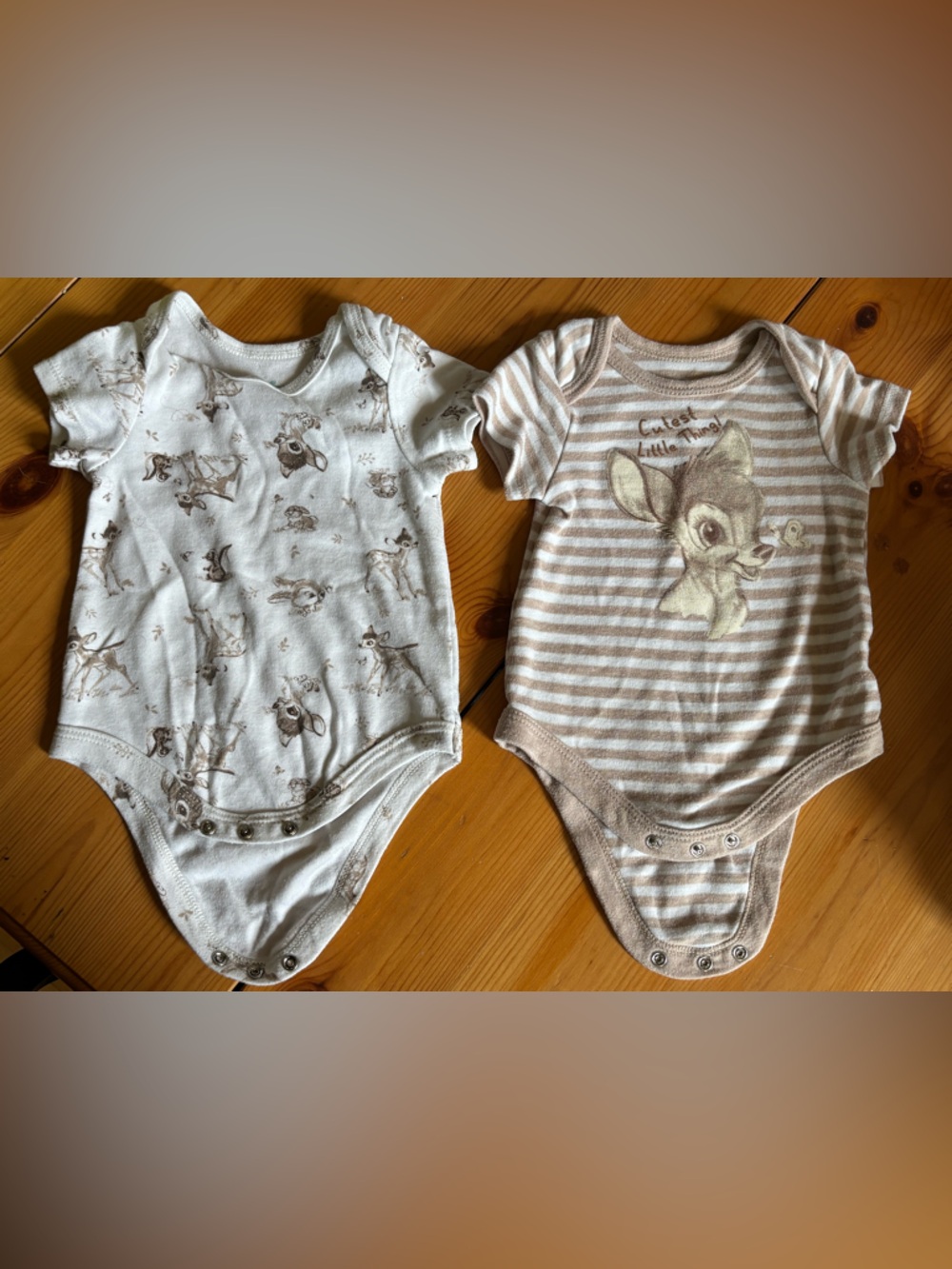 Disney Bambi 0-3M Pair of Neutral Bodysuits